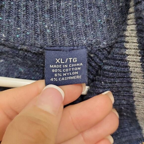 Tommy Bahama Sweater Men Size XL Blue 1/4 Zip Speckle Ribbed Chunky Logo Baggy - Picture 6 of 7